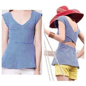 Anthropologie | Deletta Criss Cross Back Peplum Top